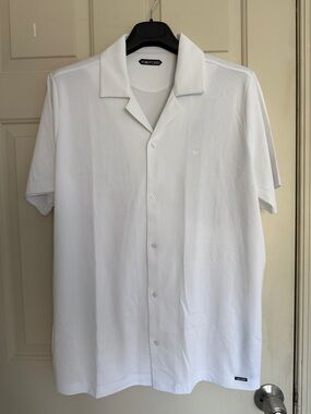 Tom Ford White Short-Sleeve Button-Down Camp Collar size L